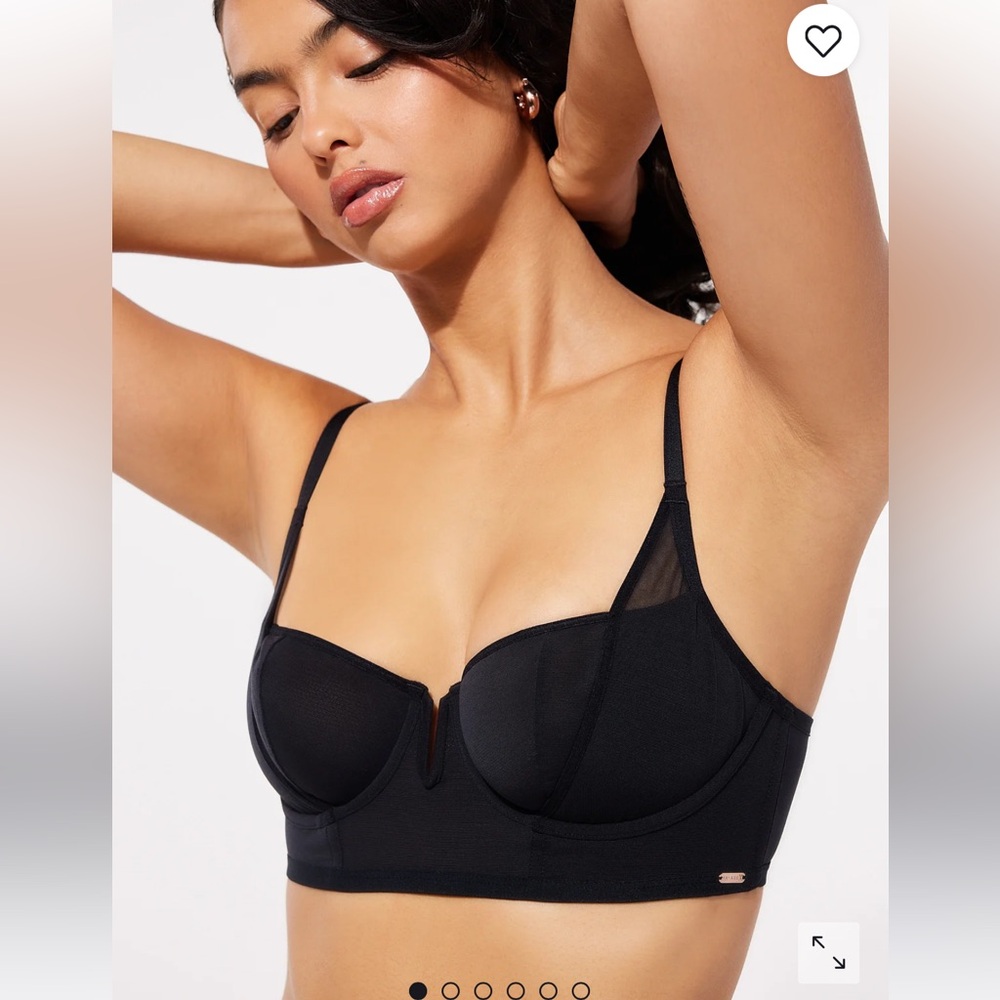 SAVAGE X FENTY See Thru U Unlined Balconette Bra - Black Caviar - Size 40D